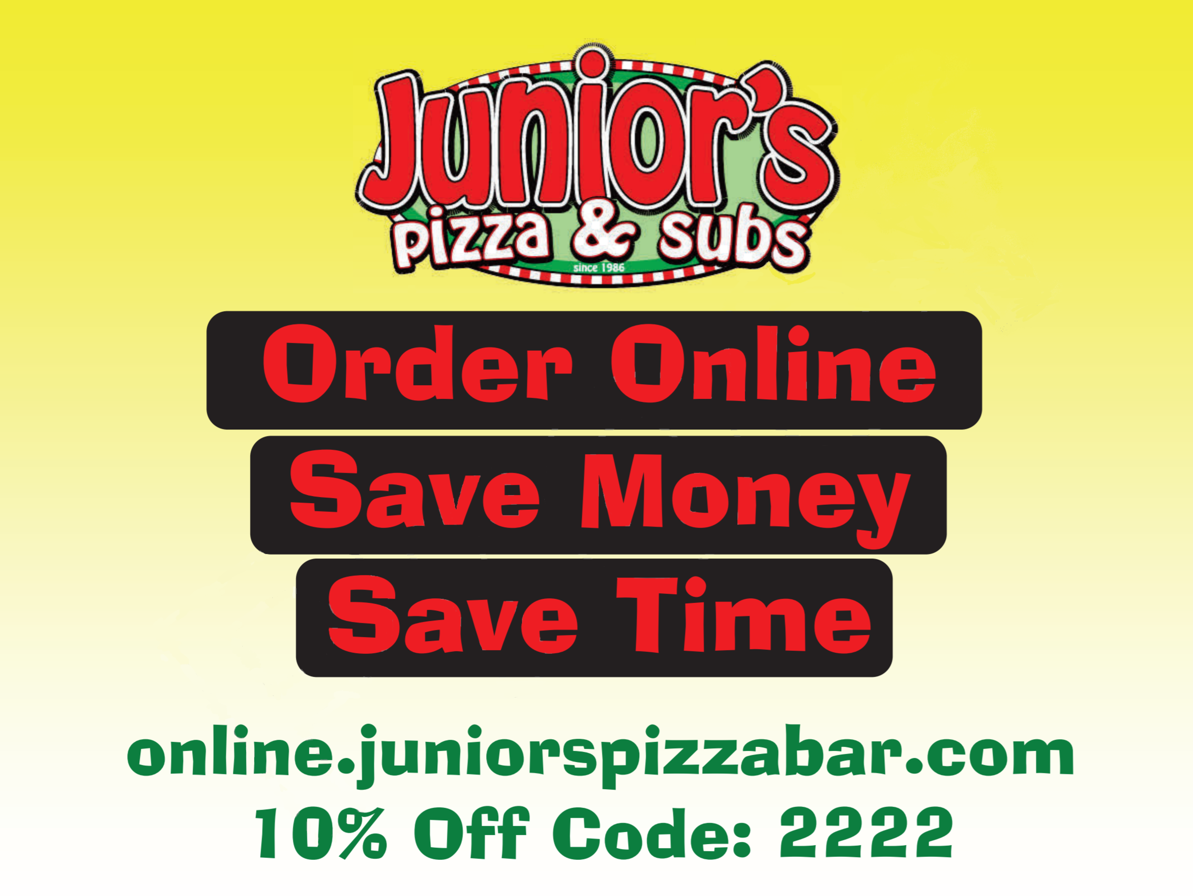 Junior's Pizza online ordering discount